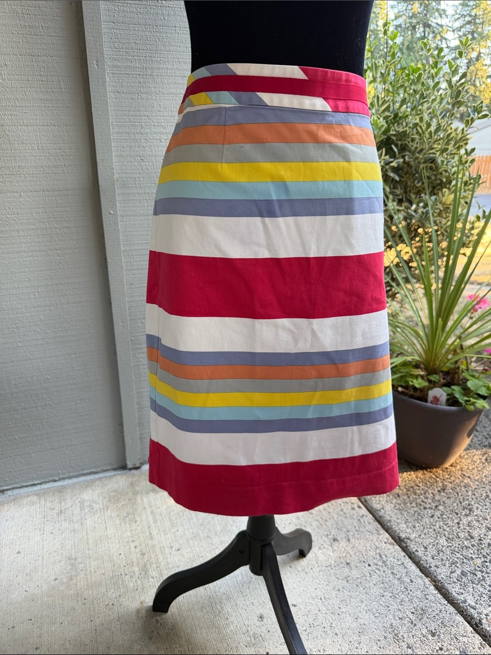 Boden Multicolor Striped A-Line Skirt - Red & Pastel Stripes